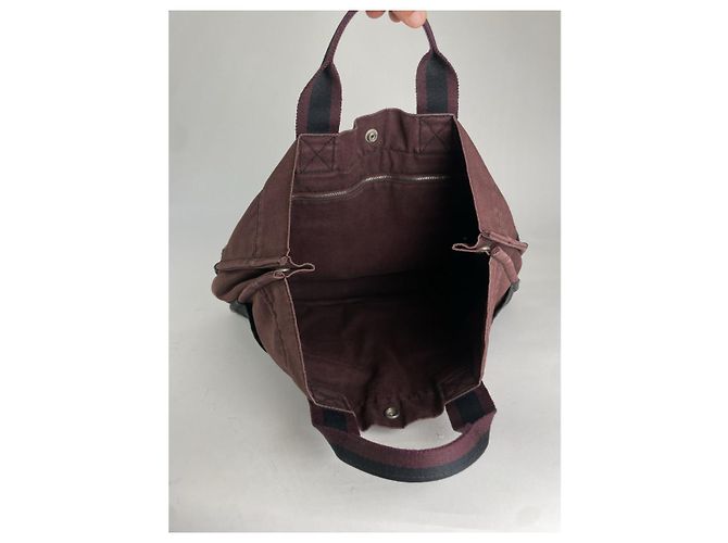 Borsa a mano in cotone nero Hermès - vista 4