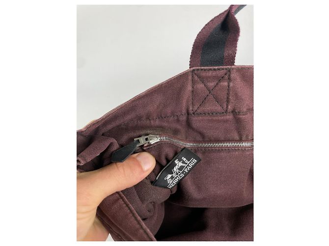 Borsa a mano in cotone nero Hermès - vista 5