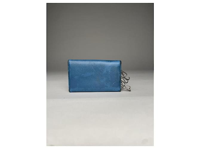 Borsa in pelle blu Prada - vista 3