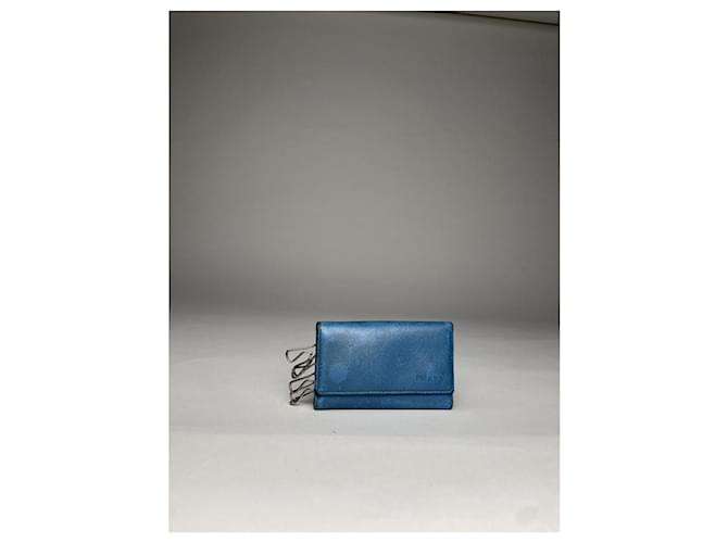 Borsa in pelle blu Prada - vista 5