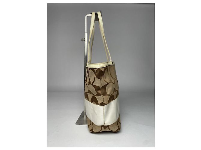 Borsa a mano in cotone marrone Sufflette Signature di Coach - vista 4