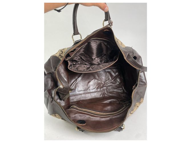 Céline Borsa da viaggio in cotone Celine Brown Marrone - vista 3
