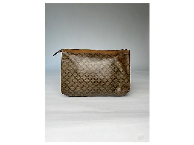 Céline Clutch in pelle marrone vintage Celine Triomphe - vista 3