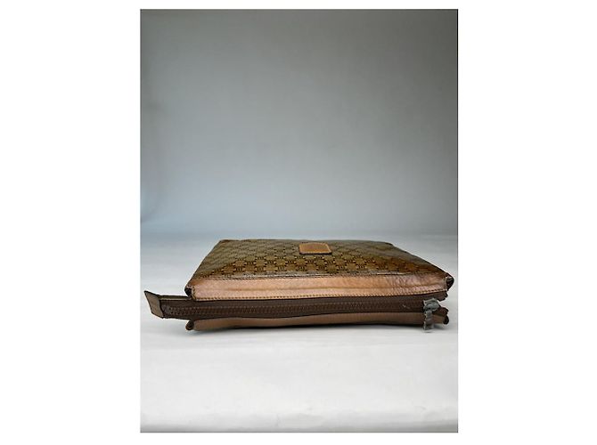 Céline Clutch in pelle marrone vintage Celine Triomphe - vista 4