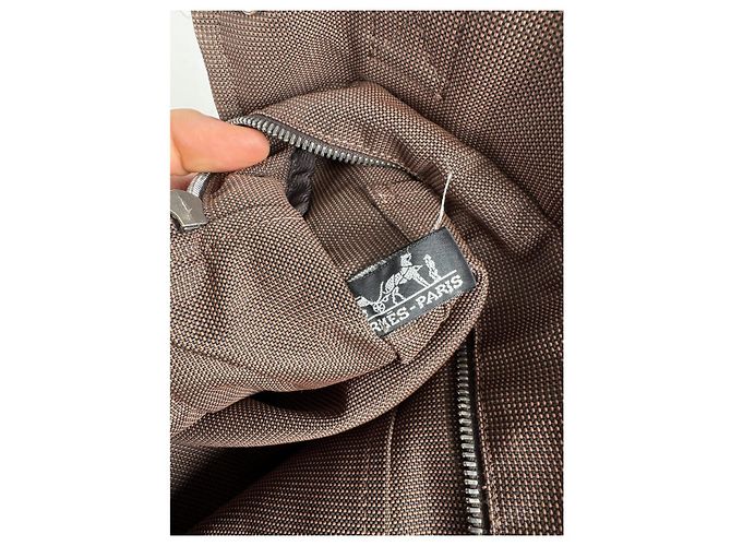 Hermès braune Polyester-Handtasche - Ansicht 4
