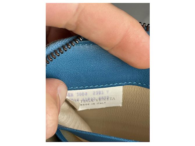 Bottega Veneta Intrecciato blauer Leder Geldbeutel - Ansicht 5