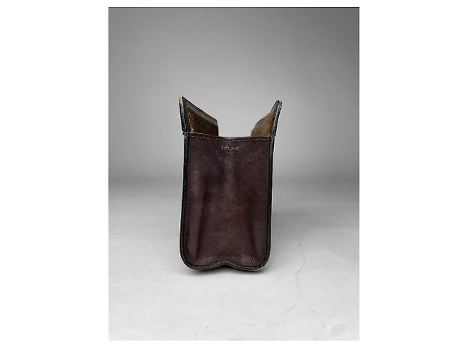 Triomphe Céline Borsa a mano in cotone marrone Celine - vista 3