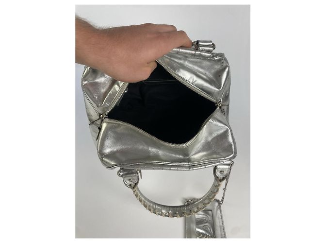 Borsa a mano in pelle argentata Balenciaga City - vista 2