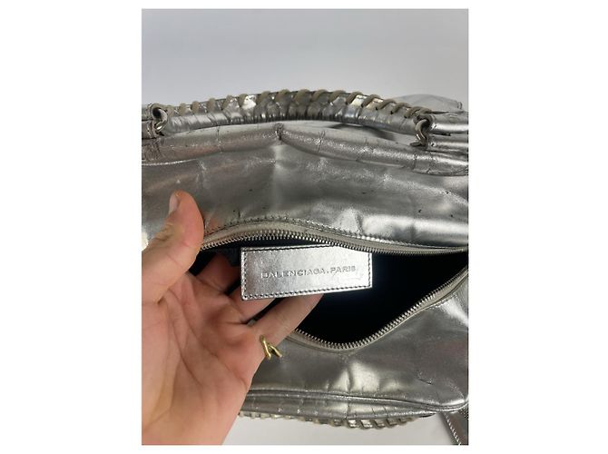 Borsa a mano in pelle argentata Balenciaga City - vista 3
