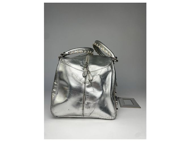 Borsa a mano in pelle argentata Balenciaga City - vista 4