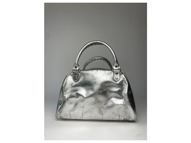Borsa a mano in pelle argentata Balenciaga City - vista 5