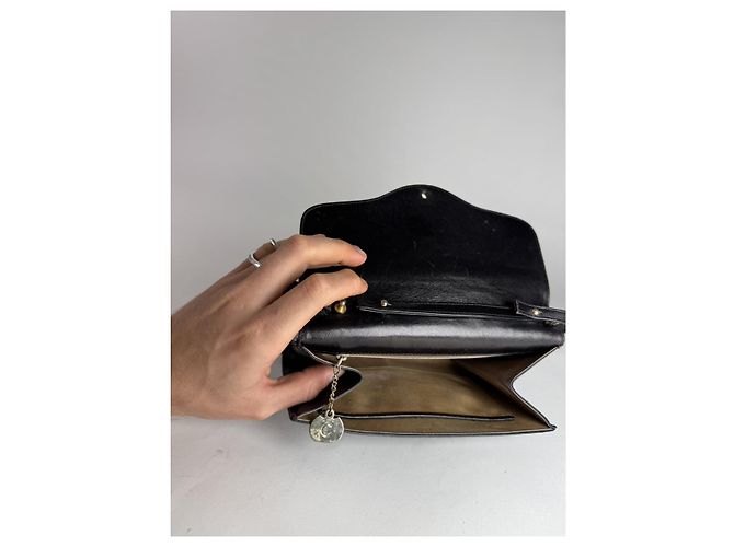 Céline Borsa in pelle nera Celine Triomphe Nero - vista 5