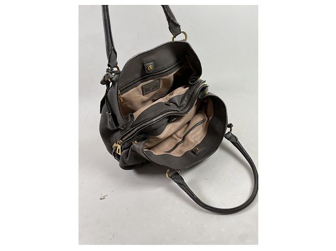 Double Prada doppelte braune Lederhandtasche - Ansicht 2