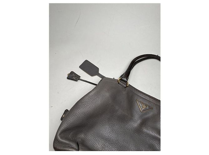 Double Prada doppelte braune Lederhandtasche - Ansicht 3
