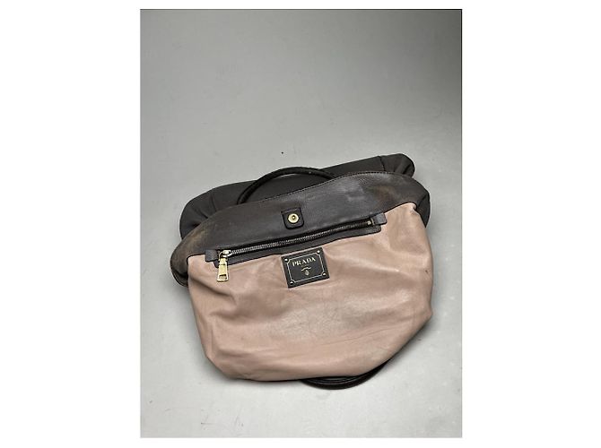 Double Prada doppelte braune Lederhandtasche - Ansicht 4