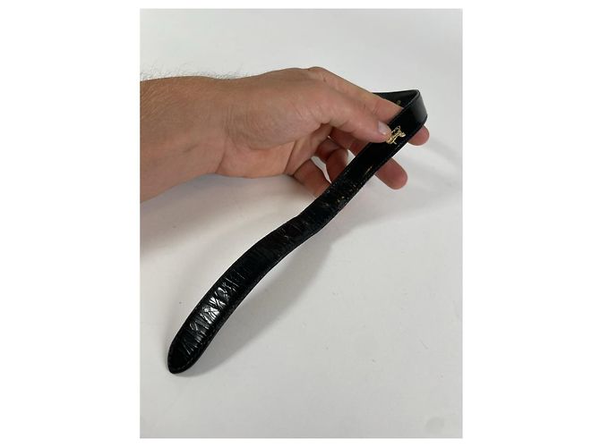 Céline Cinturón de cuero patentado negro Celine Triomphe - vista 4