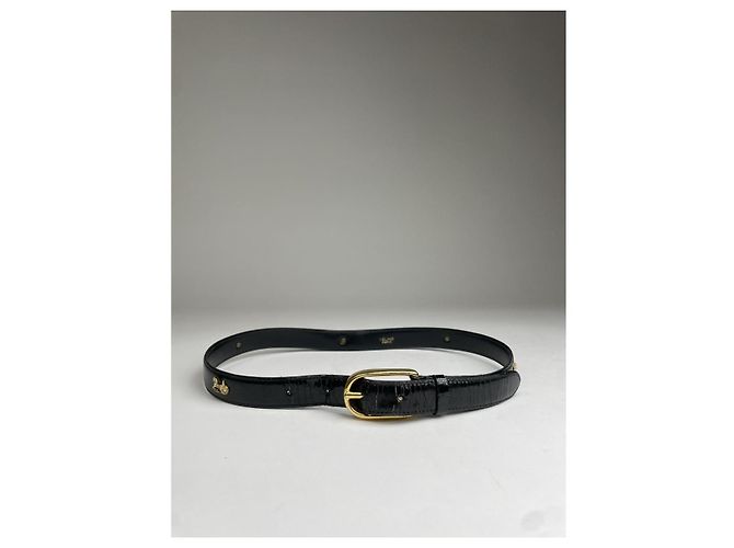 Céline Cinturón de cuero patentado negro Celine Triomphe - vista 5