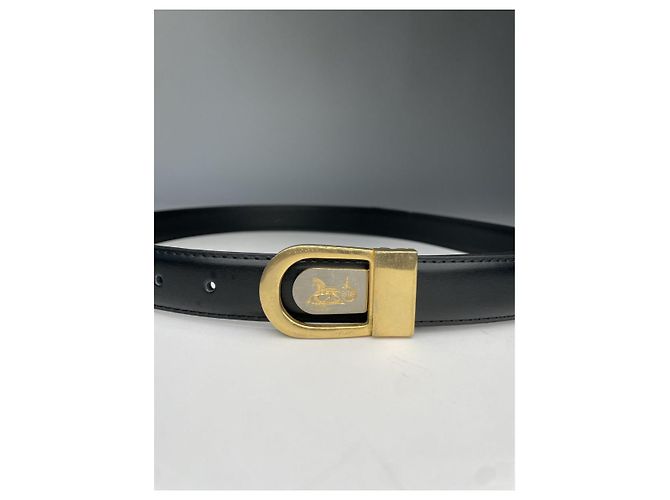 Céline Cinturón de cuero negro Celine Triomphe - vista 2