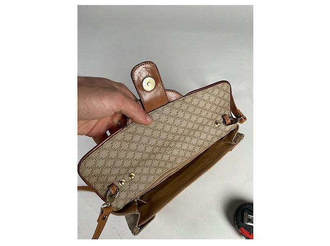 Céline Celine Triomphe Beiger Leinenhandtasche - Ansicht 5