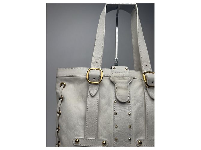 Borsa a mano in pelle bianca Valentino Garavani Rockstud Hobo Bianco - vista 4