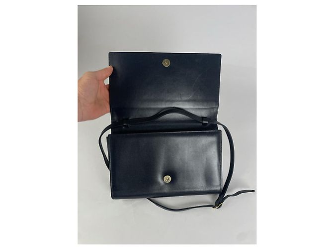 Borsa a mano in pelle verniciata blu navy Givenchy Emblem - vista 3