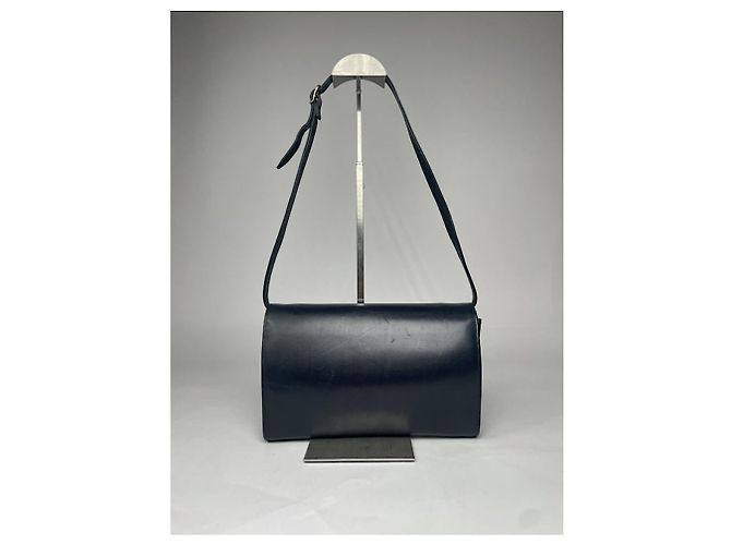 Borsa a mano in pelle verniciata blu navy Givenchy Emblem - vista 4