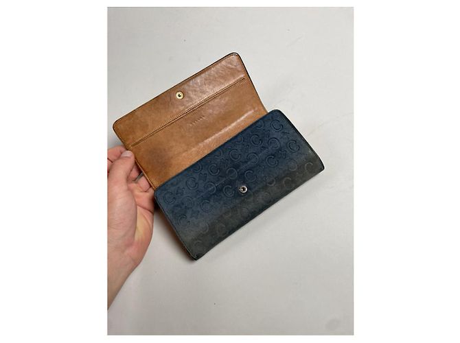 Céline Celine Triomphe Vintage Navy Leather Wallet Navy blue - view 4