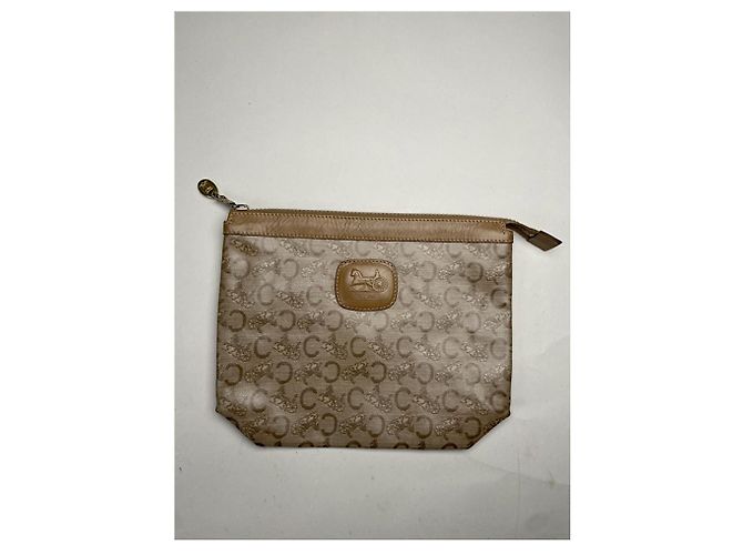 Céline Clutch in pelle marrone vintage Celine Triomphe - vista 3