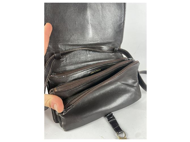 Céline Borsa in pelle marrone Celine Crécy - vista 4