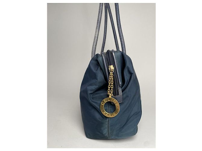 Céline Borsa a mano in poliestere blu navy Celine - vista 5