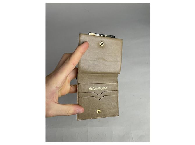 Pochette en lin beige Yves Saint Laurent - vue 3