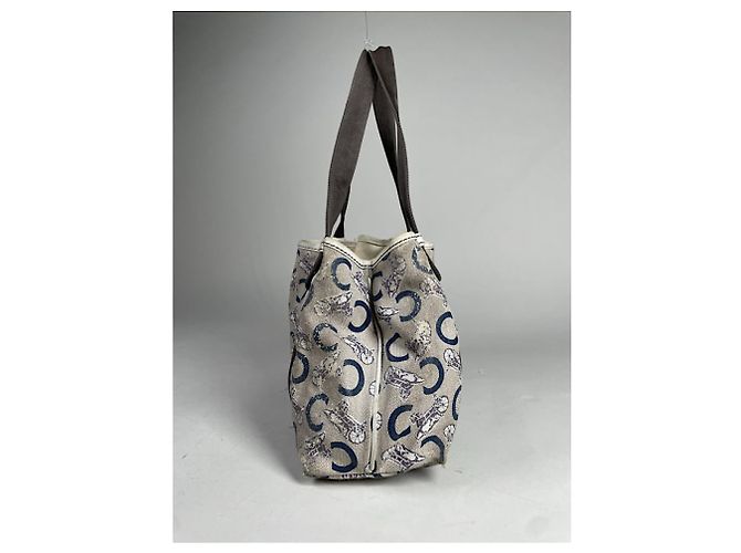 Céline Borsa a mano in pelle bianca Celine Cabas Bianco - vista 3