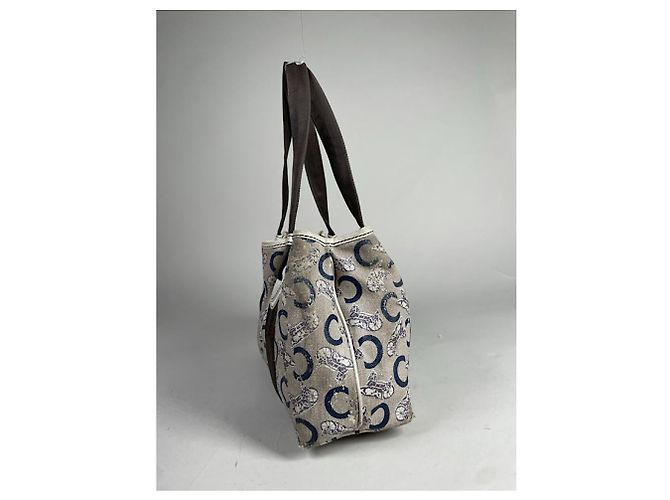 Céline Borsa a mano in pelle bianca Celine Cabas Bianco - vista 5