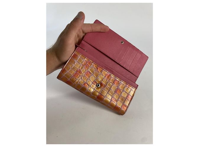 Autre Marque Cartera de cuero naranja sin firmar - vista 4