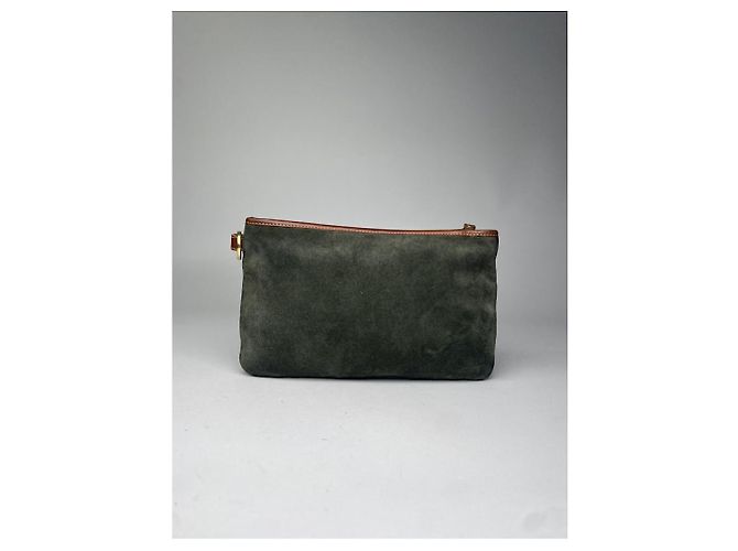 Clutch in pelle verde Loewe Barcelona - vista 3