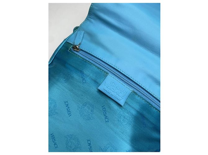 Borsa in pelle blu Gianni Versace - vista 3