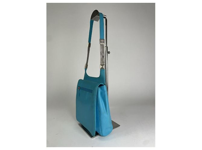 Borsa in pelle blu Gianni Versace - vista 4