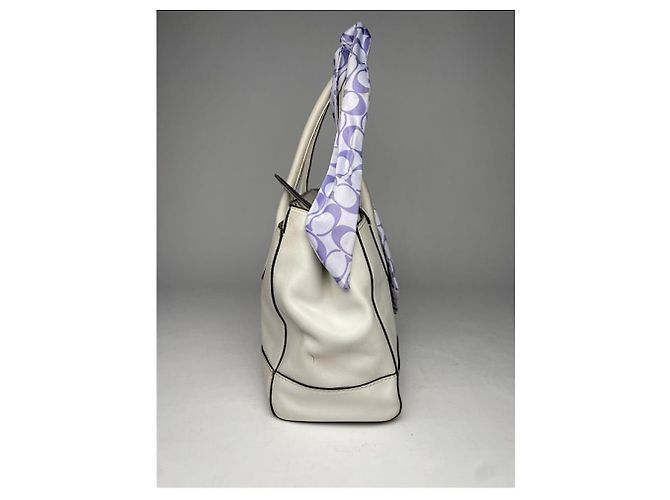 Borsa in pelle bianca Coach Crossgrain Kitt Carry All Bianco - vista 5