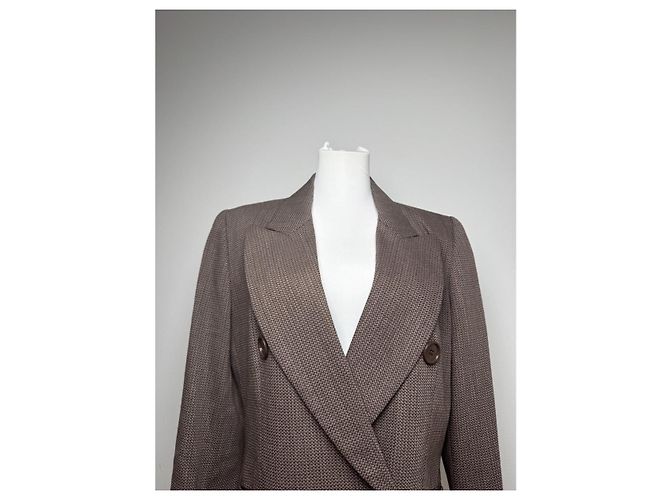 Abrigo trench de lana marrón Dior Castaño - vista 3