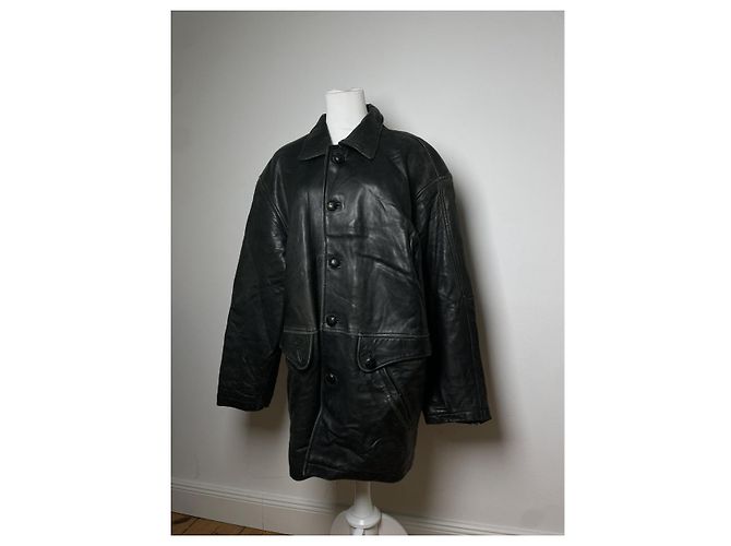Autre Marque Schwarzer Ledermantel von Kansai Yamamoto - Ansicht 3