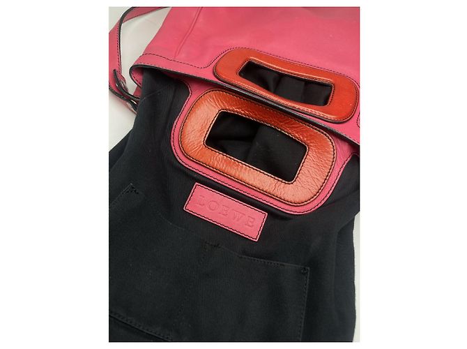 Borsa a mano in pelle rosa Flamenco Loewe - vista 2