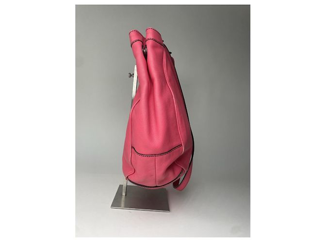 Borsa a mano in pelle rosa Flamenco Loewe - vista 4