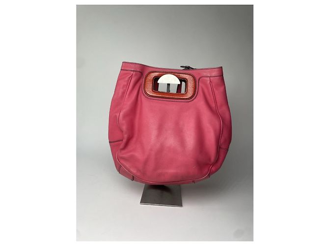 Borsa a mano in pelle rosa Flamenco Loewe - vista 5