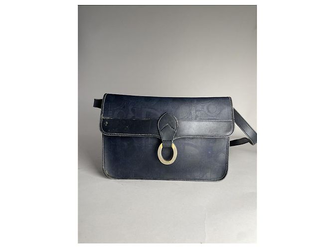 Borsa a mano in pelle blu navy Dior 30 Montaigne con catena - vista 5