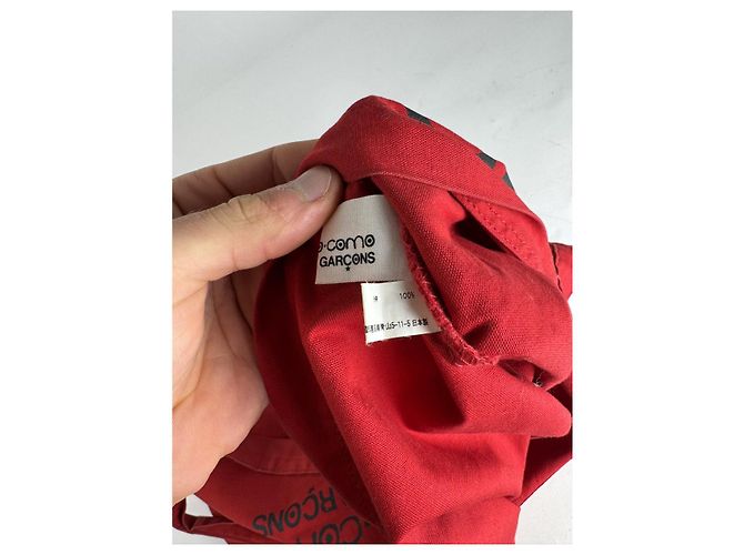 Comme Des Garcons Borsa a mano in cotone rosso Comme Des Garçons - vista 4