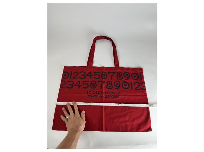 Comme Des Garcons Borsa a mano in cotone rosso Comme Des Garçons - vista 5