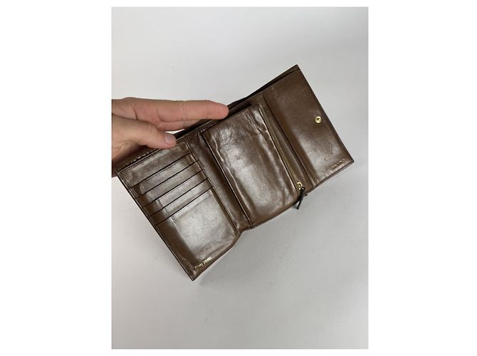 Cartera de cuero marrón Miu Miu Castaño - vista 3