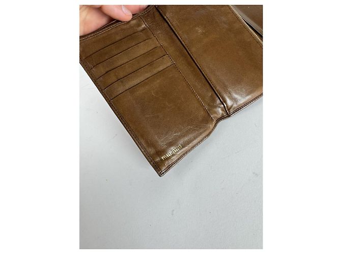 Cartera de cuero marrón Miu Miu Castaño - vista 4