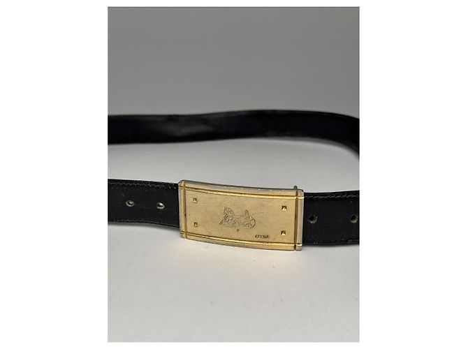 Céline Cinturón de cuero negro Celine Triomphe - vista 2