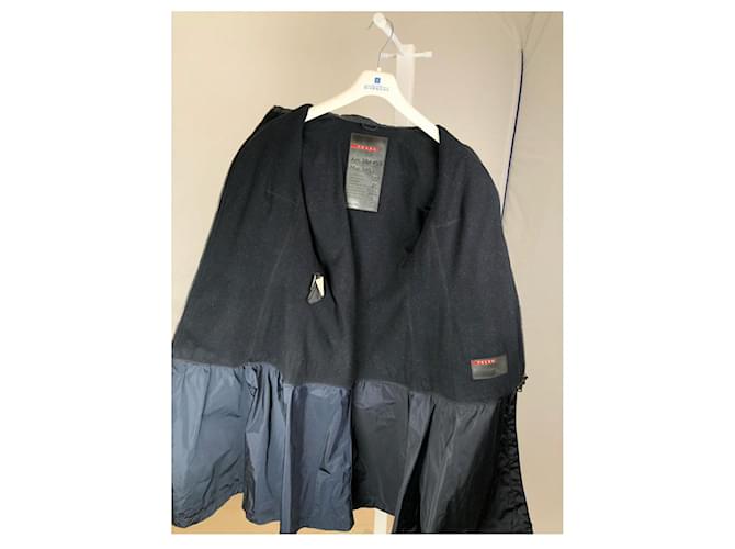 Prada Navy Polyester Coat Navy blue - view 2